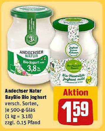 Andechser Natur BayBio Bio Joghurt, verschiedene Sorten, 500 g