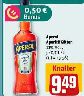 Aperol Aperitif Bitter 0,7 L - Knaller Preis!