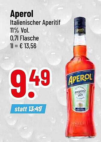 Aperol Italienischer Aperitif 11% Vol. 0,71 Flasche