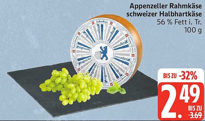 Appenzeller Rahmkäse Schweizer Halbhartkäse 56 % Fett i. Tr.