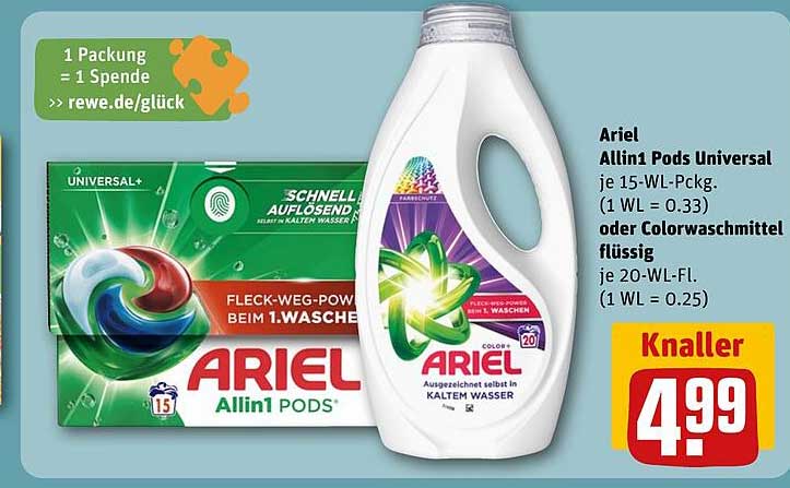 Ariel Allin1 Pods Universal und Colorwaschmittel Flüssig