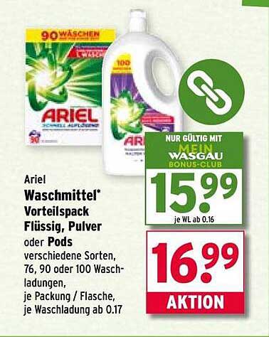 Ariel Waschmittel Vorteilspack flüssig, Pulver oder Pods