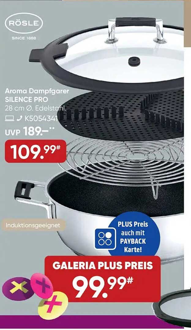 Aroma Dampfgarer SILENCE PRO 28 cm Ø. Edelstahl.