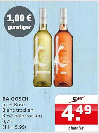 BA GOSCH Insel Brise Blanc trocken, Rosé halbtrocken 0,75 l