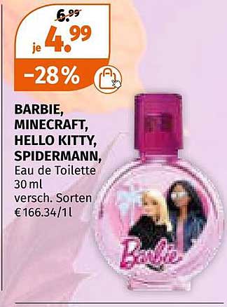 Barbie, Minecraft, Hello Kitty, Spiderman Eau de Toilette 30 ml