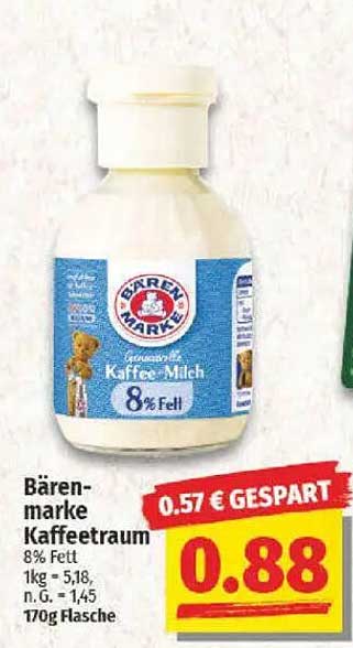 Bärenmarke Kaffee-Traum 8% Fett 170g Flasche