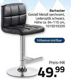 Barhocker höhenverstellbar in Lederoptik schwarz