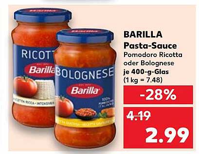 BARILLA Pasta-Sauce Pomodoro Ricotta oder Bolognese je 400-g-Glas