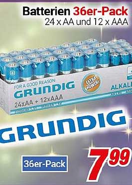 Batterien 36er-Pack von GRUNDIG - 24 x AA und 12 x AAA