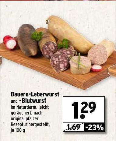 Bauern-Leberwurst und -Blutwurst im Naturdarm, leicht geräuchert, nach original pfälzer Rezept, je 100 g