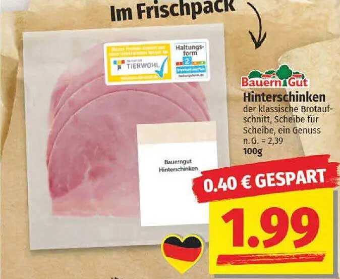 BauernGut Hintersschinken 100g im Frischpack - nur 1,99 €