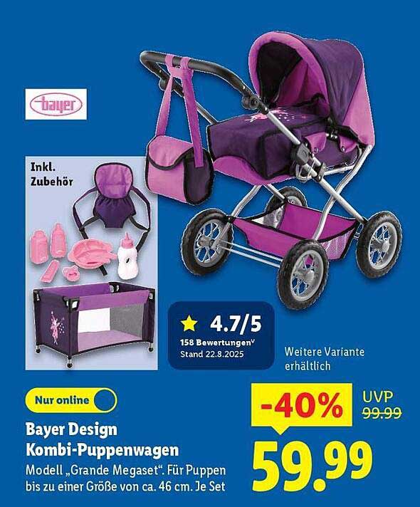 Bayer Design Kombi-Puppenwagen Modell "Grande Megaset"