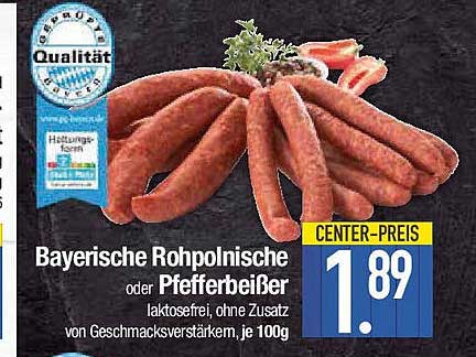 Bayerische Rohpolnische oder Pfefferbeißer, laktosefrei, je 100g