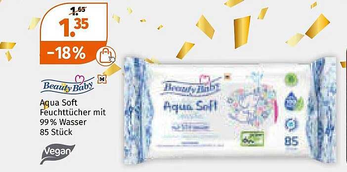 Beauty Baby Aqua Soft Feuchttücher mit 99% Wasser, 85 Stück
