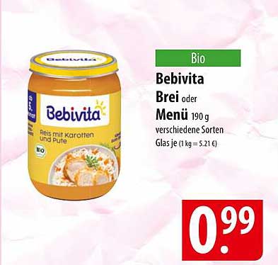 Bebivita Brei oder Menü 190 g (verschiedene Sorten)