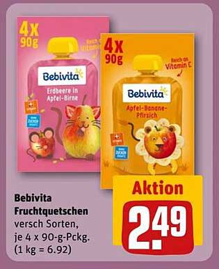 Bebivita Fruchtquetschen – 4x90g in verschiedenen Sorten