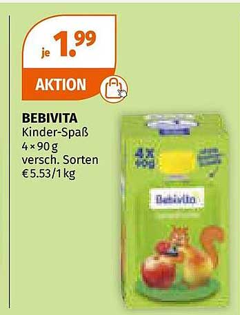 BEBIVITA Kinder-Spaß 4 x 90 g - Angebot im Müller-Prospekt