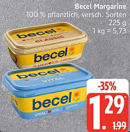 Becel Margarine 225 g - 100 % pflanzlich, verschiedene Sorten