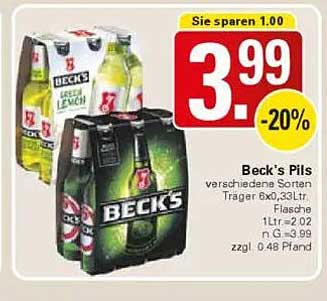 Beck's Pils 6x0,33Ltr. Flasche