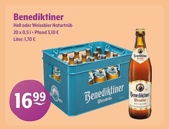 Benediktiner Hell oder Weissbier Naturtrüb - 20 x 0,5 l