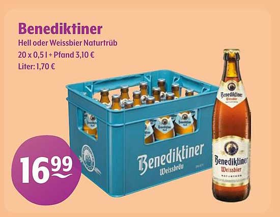 Benediktiner Hell oder Weissbier Naturtrüb – 20 x 0,51 L