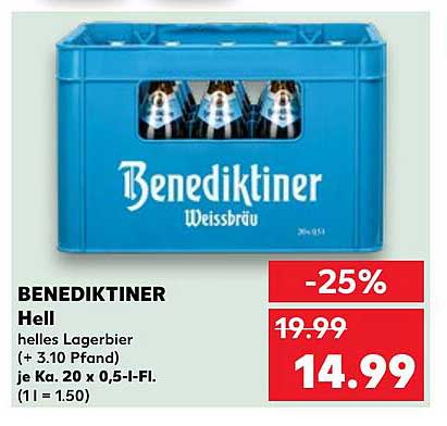 BENEDIKTINSER Hell - Helles Lagerbier im Mehrweg-Kasten