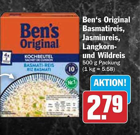 Ben's Original Basmatireis, Jasminreis, Langkorn- und Wildreis 500 g Packung