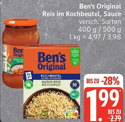 Ben's Original Reis im Kochbeutel, Sauce – verschiedene Sorten