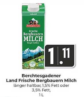 Berchtesgadener Land Frische Bergbauern Milch 1L