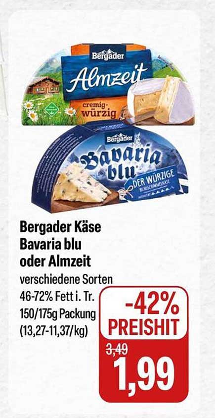 Bergader Käse Bavaria blu oder Almzeit - verschiedene Sorten