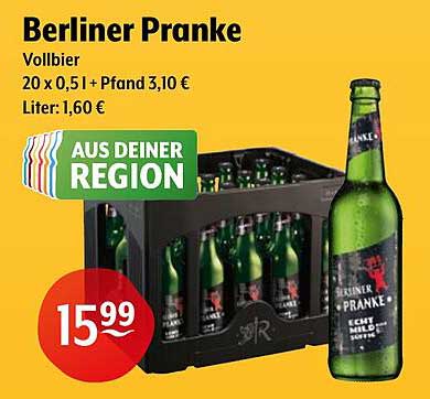 Berliner Pranke Vollbier 20 x 0,5 l + Pfand 3,10 €