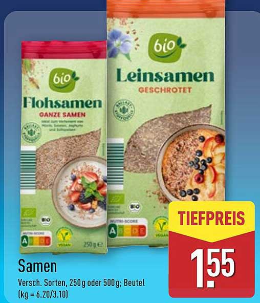 Bio Flohsamen oder Leinsamen – Tieferpreis Angebot