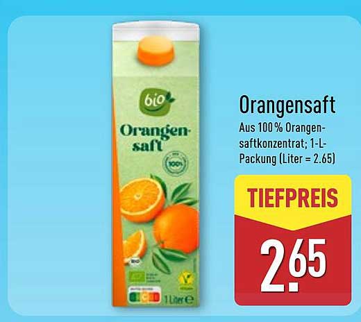Bio-ORANGENSAFT 1L - Aus 100% Orangensaftkonzentrat