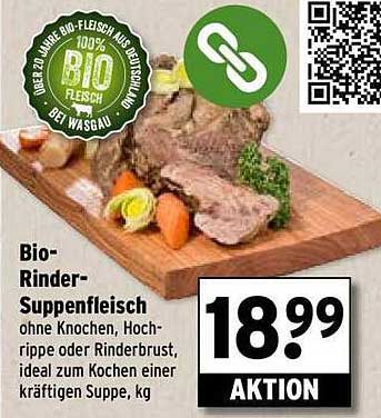 Bio-Rinder-Suppenfleisch ohne Knochen, Hochrippe oder Rinderbrust, ideal zum Kochen einer kräftigen Suppe