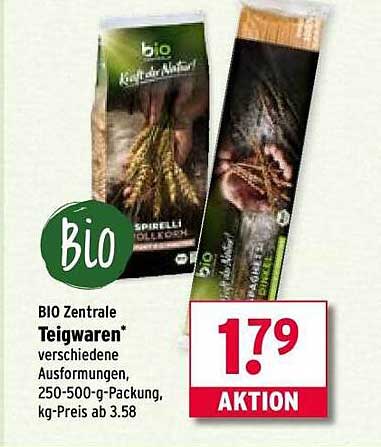 BIO Zentrale Teigwaren - verschiedene Ausformungen, 250-500-g-Packung