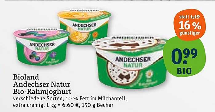 Bioland Andechser Natur Bio-Rahmjoghurt