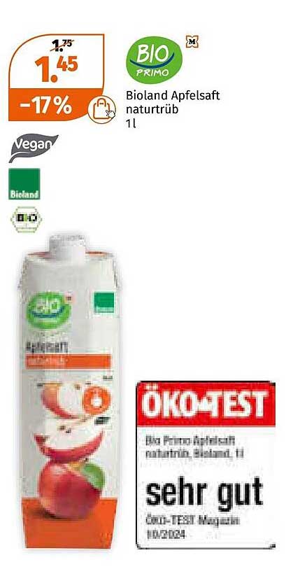Bioland Apfelsaft naturtrüb 1l - Jetzt im Müller-Prospekt