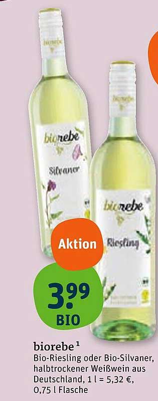 biorebe - Bio-Riesling oder Bio-Silvaner, halbtrockener Weißwein
