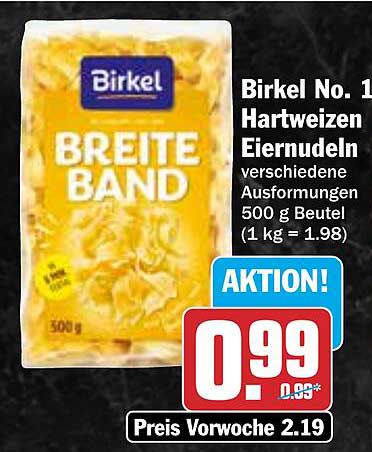 Birkel No. 1 Hartweizen Eiernudeln 500 g Beutel