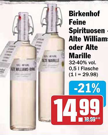 Birkenhof Feine Spirituosen - Alte Williams oder Alte Marille