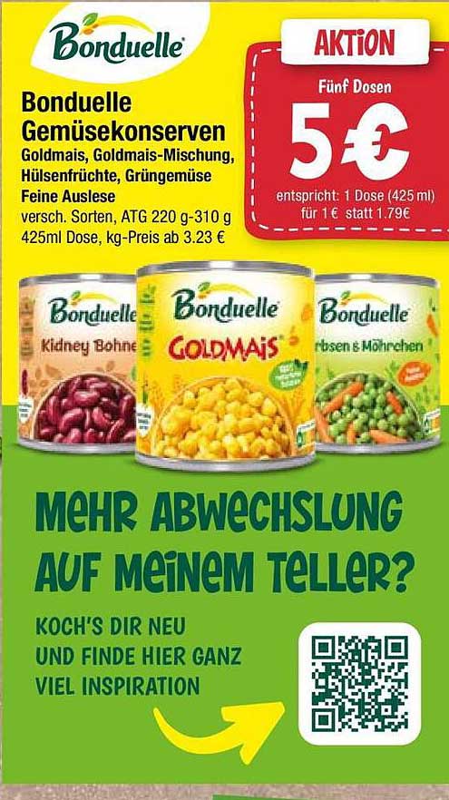 Bonduelle Gemüsekonserven - Fünf Dosen für 5 €