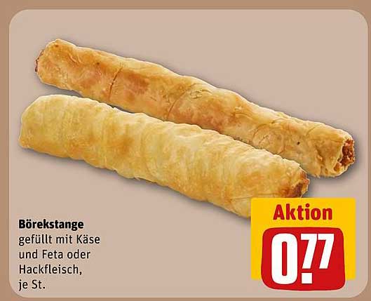 Börekstange gefüllt mit Käse und Feta oder Hackfleisch, je St.