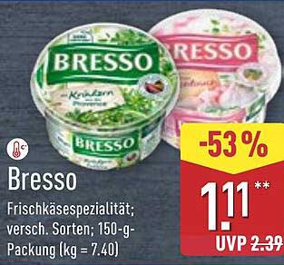 Bresso Frischkäse – 150 g Packung in verschiedenen Sorten