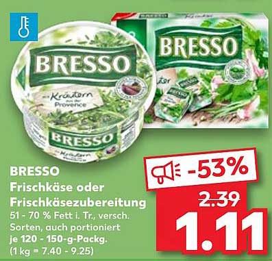 BRESSO Frischkäse oder Frischkäsezubereitung 120-150 g