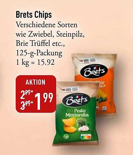 Brets Chips - Verschiedene Sorten wie Zwiebel, Steinpilz, Brie Trüffel etc.