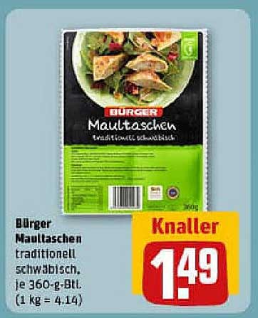 BÜRGER Maultaschen traditionell schwäbisch, je 360-g-Btl.