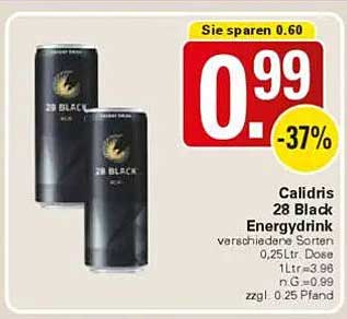 Calidris 28 Black Energydrink - Erfrischend und Energiegeladen