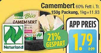 Camembert 60% Fett i. Tr. 150g Packung, 1kg = 11,93