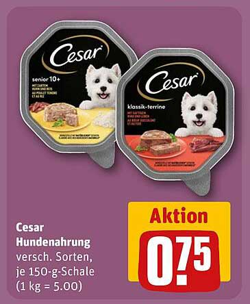 Cesar Hundenahrung - versch. Sorten, je 150-g-Schale
