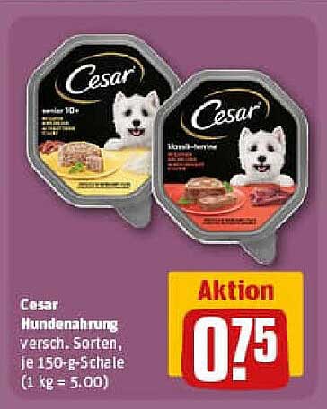 Cesar Hundenahrung, verschiedene Sorten, je 150-g-Schale